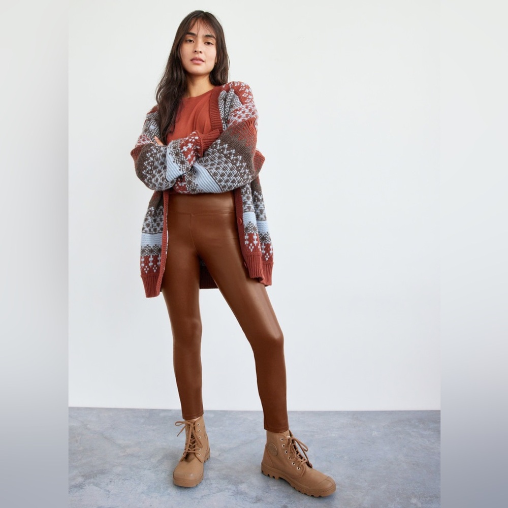 Daria High-Rise Vegan Leather Leggings – Patina Brown